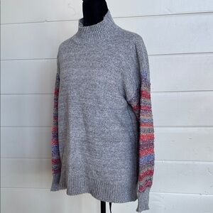 Hem & Thread Gray Sweater with Multicolor Sleeves